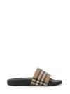 Burberry Brown Slides Sandals With Vintage Check Motif In Polyurethane In Brown