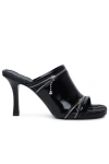 Burberry Glossy Leather Peep Mules In A1189 Black