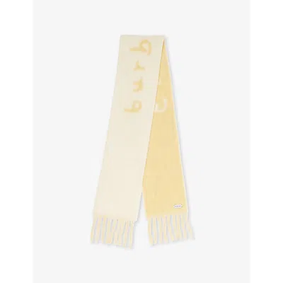Burberry Womens Sandstone Reversible Logo-jacquard Alpaca-blend Scarf In Neutrals
