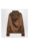 Burberry Checked Scarf Satin Top In Brown