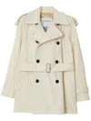 Burberry Belted Double-breasted Short Trench Coat In Bianco