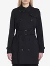 Burberry Double Breasted Belted-waist Coat In Black