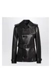 Burberry Short Leather Jacket With Studs And Buckle