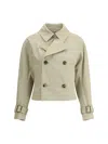 Burberry Sage Green Polyester Blend Trench Coat In Cream
