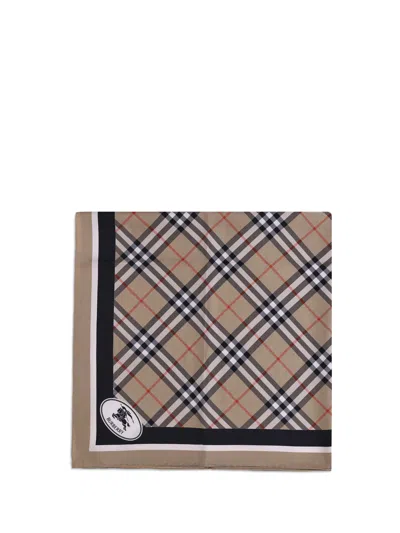 Burberry Women Silk Check Scarf In Brown