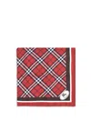 Burberry Medium Check Ekd Stamp Square Silk Twill Scarf In Red