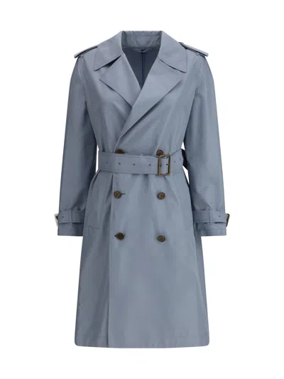 Burberry Women Silk Long Trench Coat In Gale