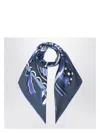 Burberry Silk Scarf With Ekd Carousel Style In Blue
