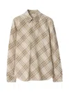 Burberry Women Beige Shirt With Pointed Collar And All-over Check Motif In Cotton Woman
