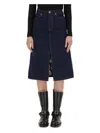Burberry Blue Denim Midi Skirt In Cotton Woman In Denim