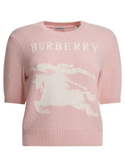 Burberry Skylar Ekd Crew Neck Knitted Sweater In Pink