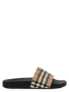 Burberry Brown Slides Sandals With Vintage Check Motif In Polyurethane In White