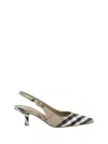 Burberry Slingback Pumps Birdie Check Women In Multicolor