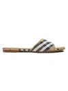 Burberry Sloane Slides Check Pattern Flat Sole Open Toe In Brown