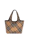 Burberry Canvas Shoulder Bag With Check Motif In Multicolor
