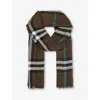Burberry Womens Snug Checked Frayed-trim Wool Scarf In Snug