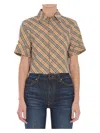 Burberry Cropped Check Cotton Shirt In Brown