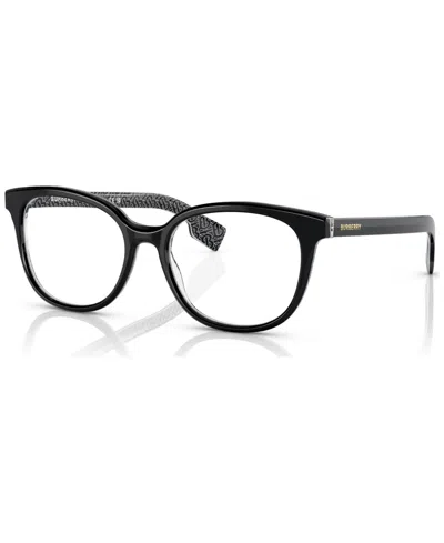 Burberry Women's Square Eyeglasses, Be229153-o In Black,print Tb,crystal