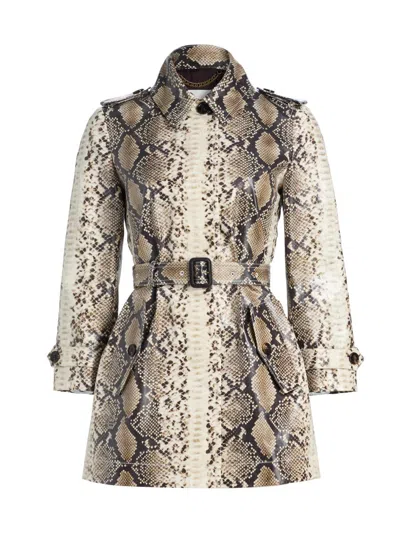 Burberry Women's Stonehaven Python Print Belted Trench Coat In Multi
