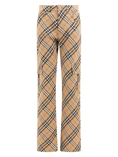 BURBERRY WOMEN'S STRAIGHT LEG CHECKED CARGO PANTS