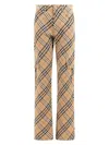 Burberry Straight Leg Checked Cargo Pants In Beige