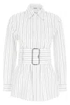 Burberry Striped Shirt With Belt In White