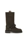 Burberry Women Suede Saddle Ankle Boots In Brown