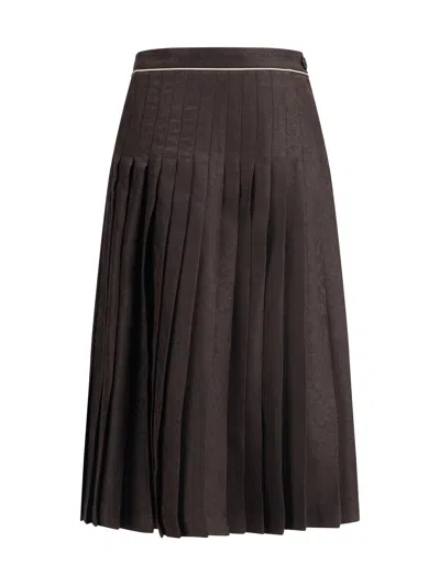 BURBERRY BURBERRY WOMEN SUNFLOWER PLEATED SILK SKIRT