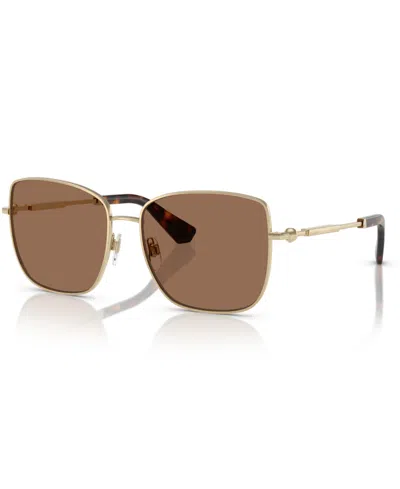 Burberry Womens Gold Be3158 Square-frame Metal Sunglasses In Dark Brown