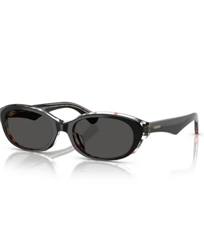 Burberry Be4447d Oval Sunglasses In Black Check