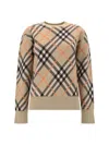 Burberry Beige Crewneck Sweater With Check Motif In Wool And Mohair Woman In Multicolor