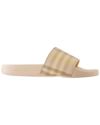 Burberry Furley Check Slide Sandals In Neutral