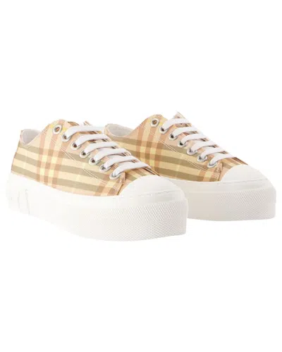 Pre-owned Burberry Women's Synthetic Lf Jack Low Sneaker (authentic Pre-loved) In Brown