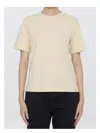 Burberry Logo Embroidered Cotton T-shirt In Beige