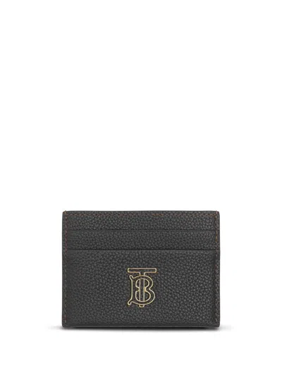 Burberry Grainy Leather Tb Card Case In Black