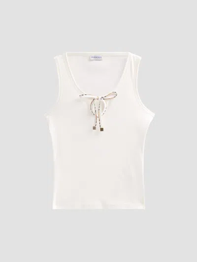 Burberry Tierra Lace-up Tank Top In Neutral