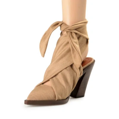Pre-owned Burberry Women's "tillington" Beige Leather High Heel Wrap Around Pumps Shoes