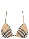 Burberry Check Triangle String Bikini Top In Nude & Neutrals