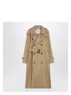Burberry Waterloo Beige Double-breasted Trench Coat With Classic Collar And Belt Closure In Cotton Woman In Brown