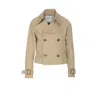 Burberry Women Trench Cropped Gabardine Jacket In Nude