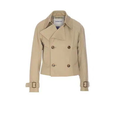 Burberry Women Trench Cropped Gabardine Jacket In Nude