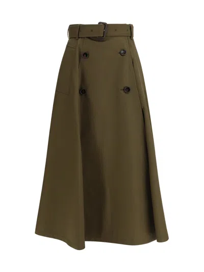 Burberry Women Trench Midi Skirt In Green
