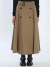Burberry Beige Skirt With Adjustable Belt And Button Closure In Cotton Woman In Brown