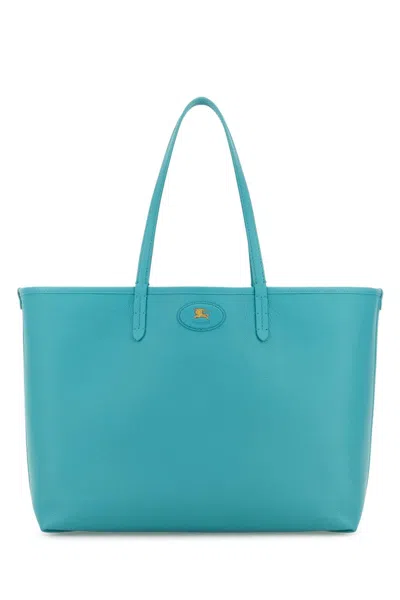 Burberry Leather Reversible Shoulder Bag Double Handles In Blue