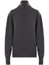 Burberry Ribbed High Neck Knitwear With Long Sleeves In Grey