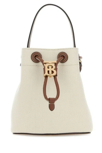Burberry Mini Drawstring Canvas Bucket Bag In Multicolor
