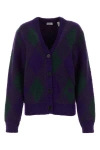 Burberry Purple Cardigan With Argyle Motif In Wool Woman In Multicolor