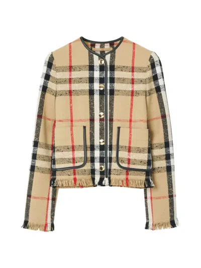 Burberry Women's Upney Check Cotton-blend Jacket In Archive Beige Check
