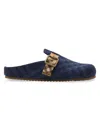Burberry Lf Urchin Mules Cotton Check Pattern In Blue