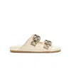 Burberry Checked Canvas Jacquard-trimmed Suede Sandals In White
